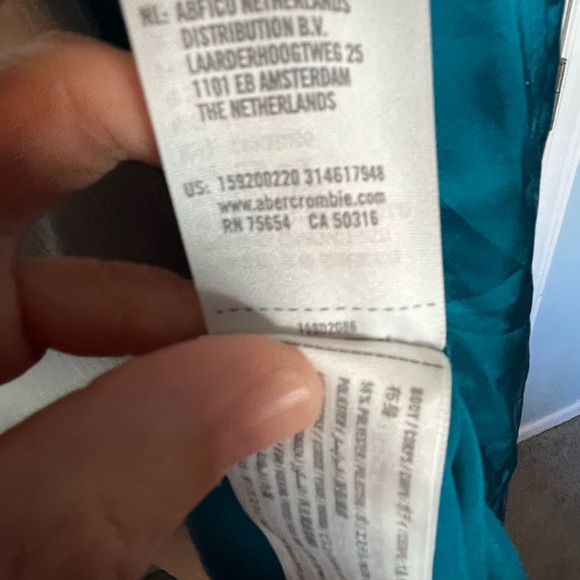 A&F satin high slit midi dress spaghetti strap Camille M party holiday teal - Picture 4 of 11